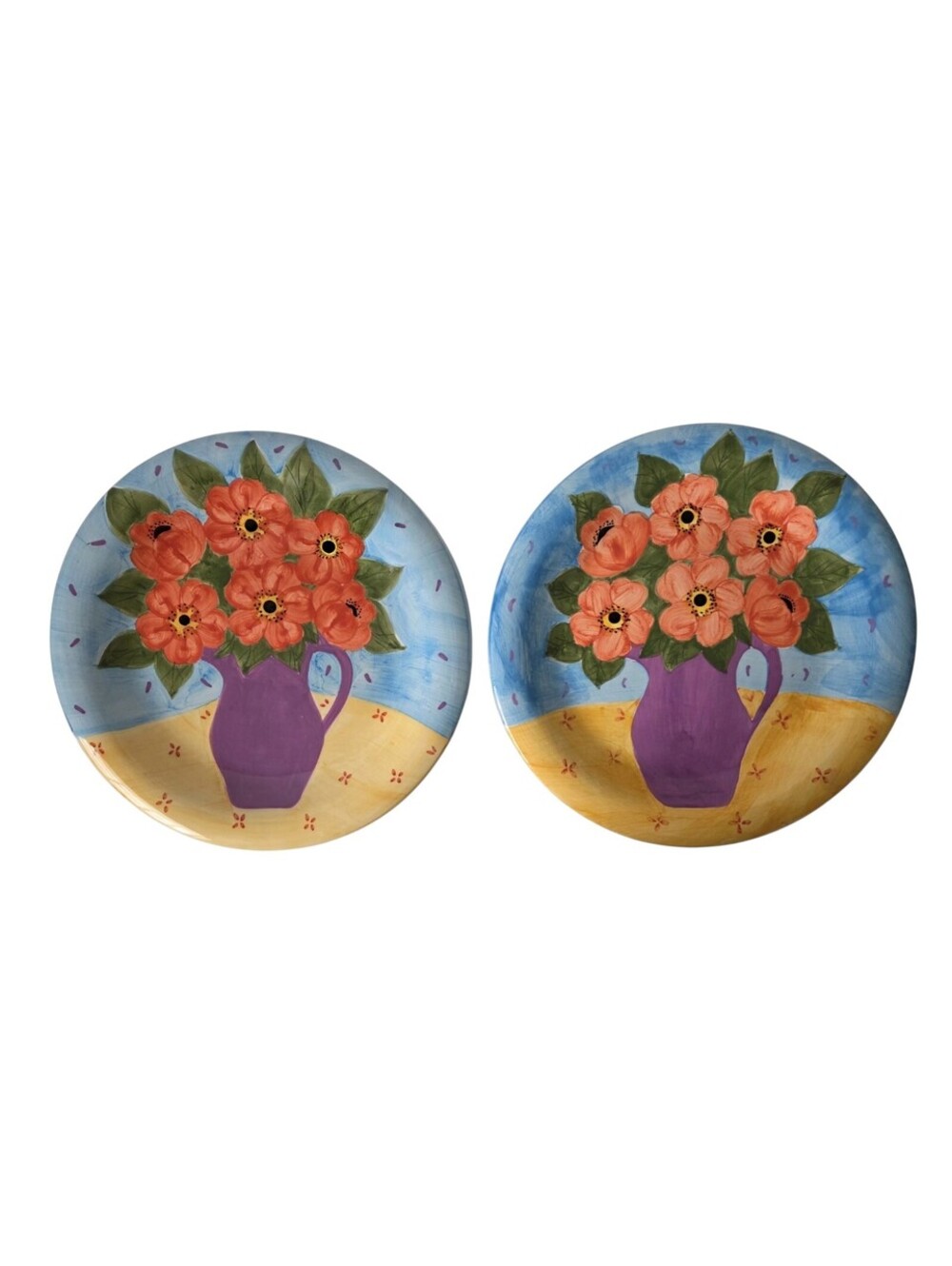 Linens ’n Things Floral Dinner Plates Set of 2 Ceramic Flower Vase 11” Thailand